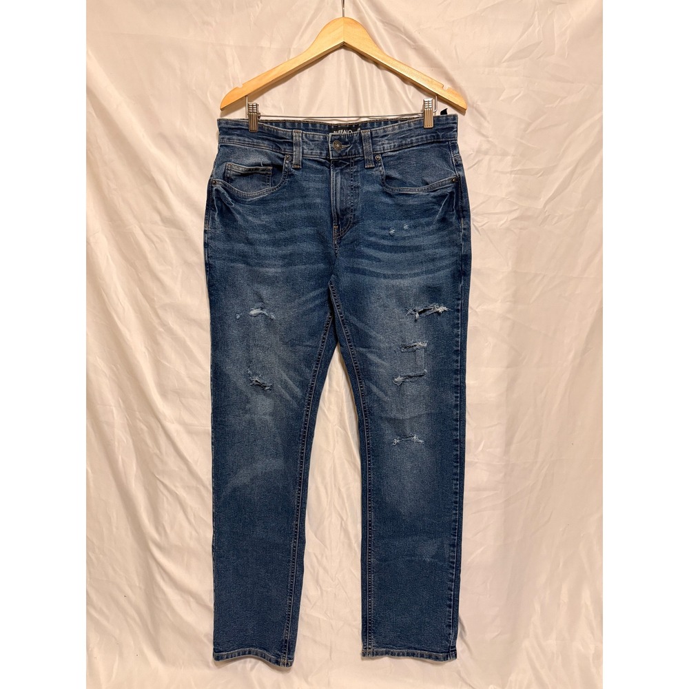 Buffalo David Bitton Mens Distressed Straight Leg Jeans Blue W32 L30
